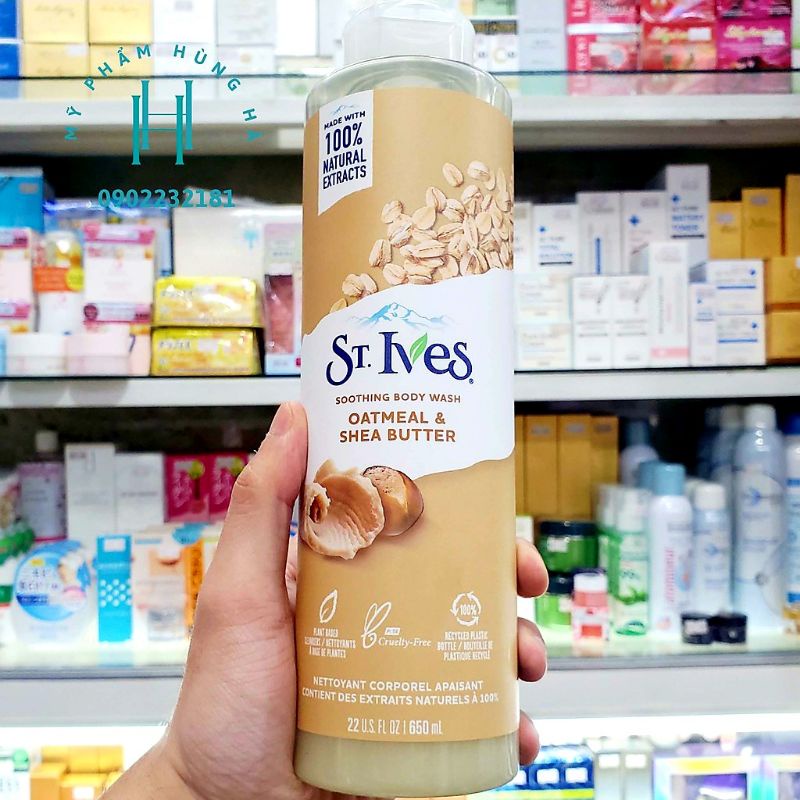 Sữa tắm StIves yến mạch, sữa tắm tẩy tế bào chết cơ thể StIves Oatmeal &amp; Shea Butter 650ml