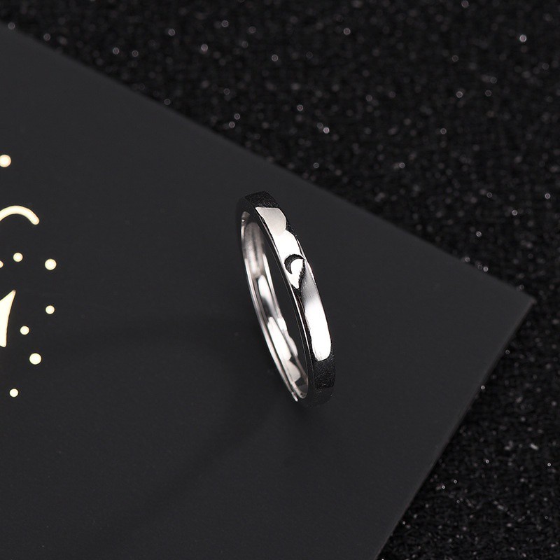 Nhẫn Hở Hình Mặt Trăng / Mặt Trời Xinh Xắn Nhẫn Cặp Hình Mặt Trời Mặt Trăng Ngôi Sao Đơn Giản Phong Cách Hàn