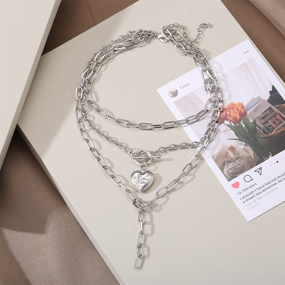 Vòng Cổ Choker Nhiều Lớp Mặt Hình Trái Tim Thời Trang