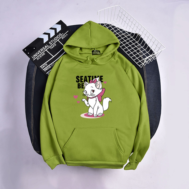 Thời Trang Áo Hoodie Tay Dài In Hình Mèo Dễ Thương Cho Nữ