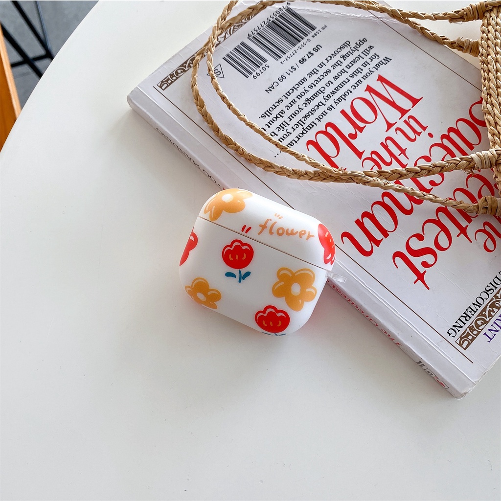 Vỏ bảo vệ hộp sạc tai nghe không dây bluetooth họa tiết hoa tulip thích hợp cho Airpods 3 2021