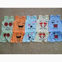Bộ cotton hình cộc tay cho bé