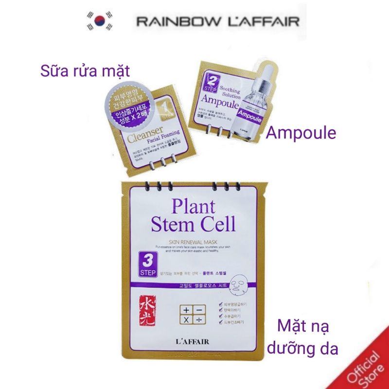 Combo 10 sữa rửa mặt, ampoule, mặt nạ tái tạo, phục hồi cho da sau lăn kim, laser da Rainbow L'affair Plant Stem 10x28ml