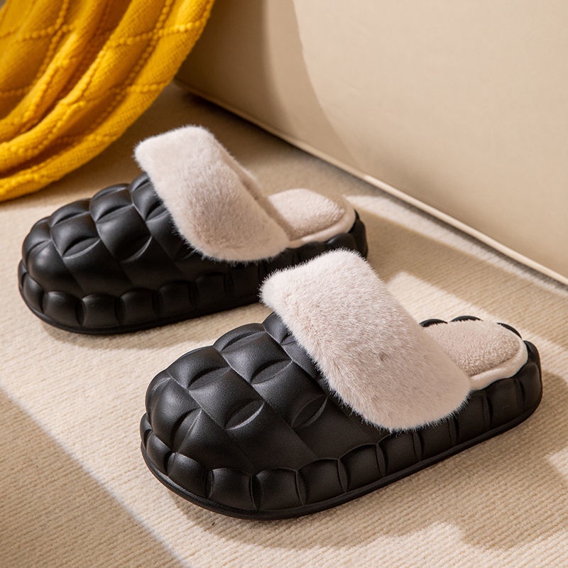 Dép Cotton Đi Trong Nhà Đế Dày Có Thể Tháo Rời Họa Tiết Hoạt Hình Phong Cách Mới Cho Nữ