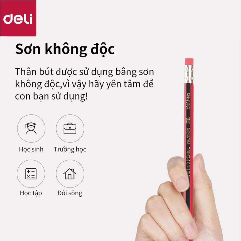 Bút chì lục giác Deli - Chất liệu gỗ tự nhiên - loại 2B/HB - 10 chiếc/hộp - 33158 / 33159 [Deli]