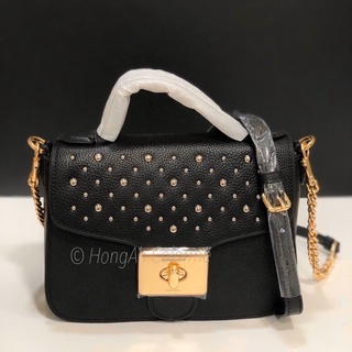Túi nữ da thật top-handle nắp đinh tán