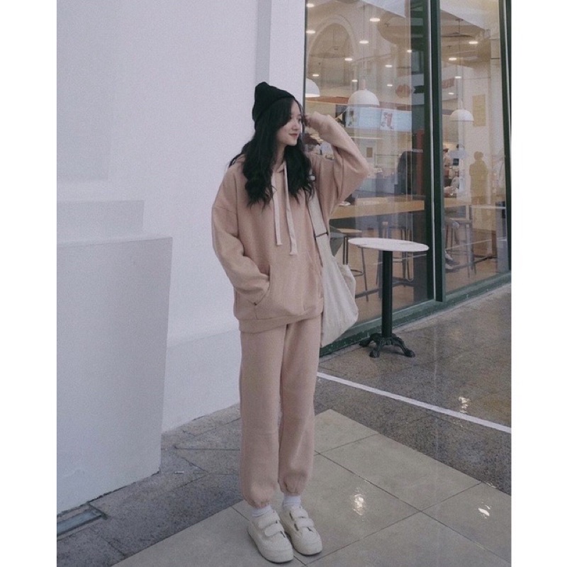 Set Áo Khoá  Bộ đồ quần ống boom áo dài tay hoodie form rộng nam nữ Ulzzang