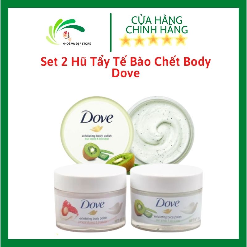 Set 2 hũ 50g đủ mùi giúp da mịn màng chiết xuất từ thiên nhiên Tẩy Da Chết Body Dove Exfoliating Body