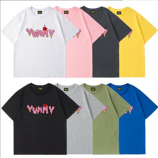 Áo thun cotton tay ngắn cổ tròn dáng rộng in hình cá tính