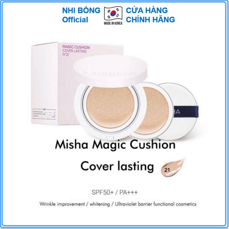 Phấn nước Missha M Magic Cushion SPF 50+ PA+++ Hàn Quốc vỏ hồng [Cam Kết Hàng Chính Hãng]