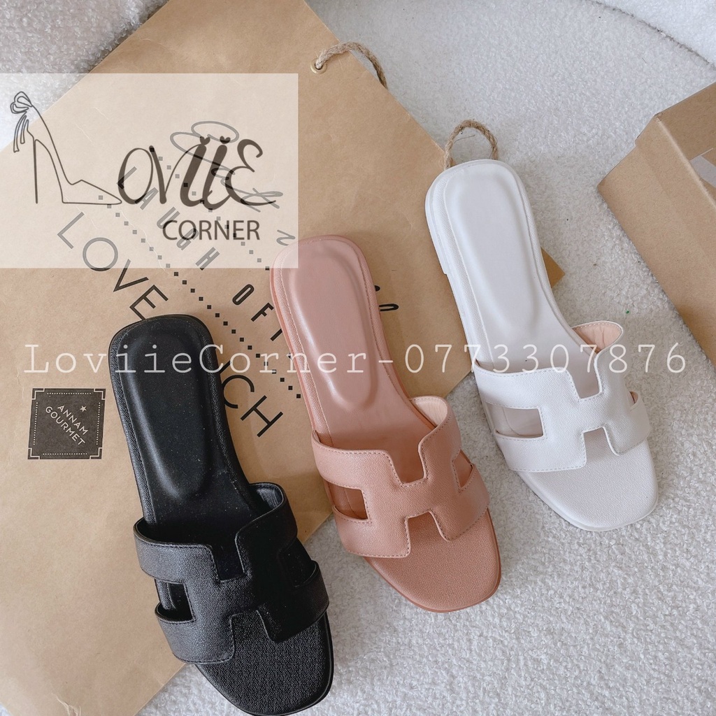 DÉP NỮ THỜI TRANG LOVIIECORNER - DÉP LÊ QUAI NGANG CHỮ H CAO CẤP CHẤT DA D190660