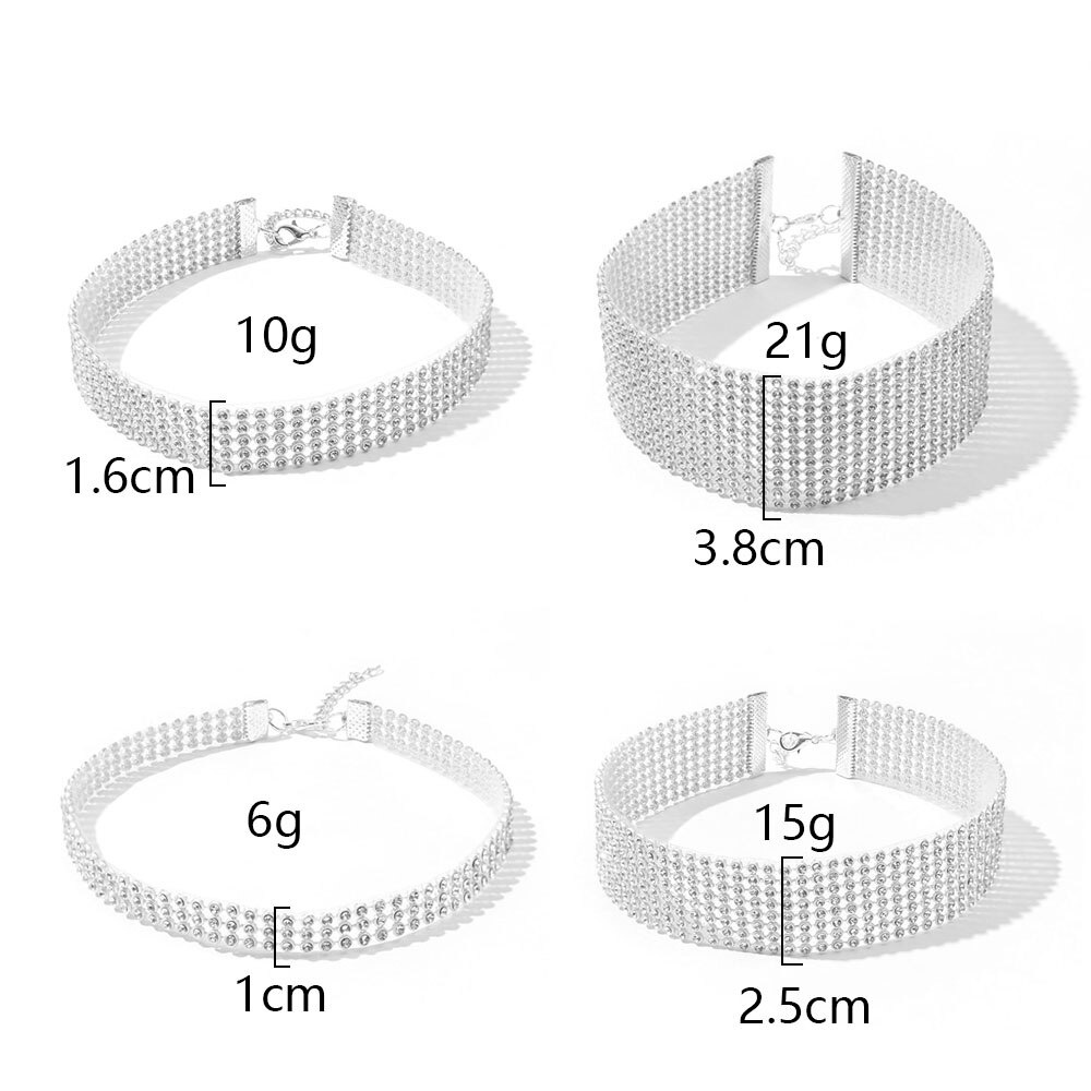 Vòng cổ choker ngắn đính đá kim cương toàn bộ có thể điều chỉnh kích thước cho nữ
