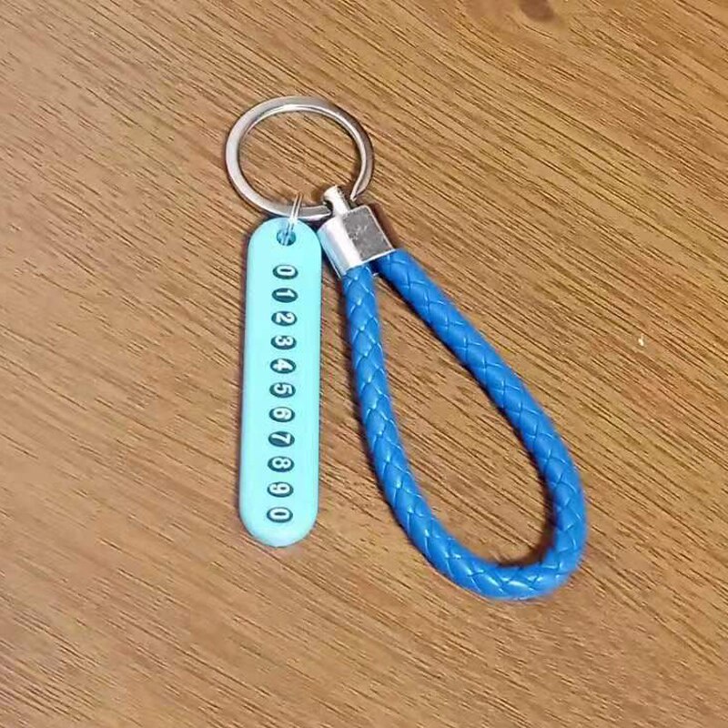 1 Cái / 2021 Móc Chìa Khóa Xe Hơi Dạng Tròn Đính Kim Cương Màu Mới Chống Mất Số Điện Thoại