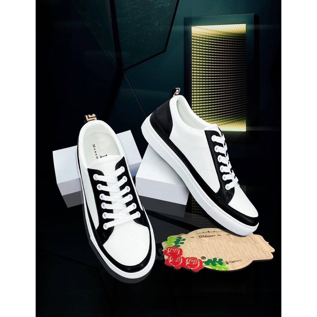 GIÀY SNEAKER NAM PHỐI TRẮNG ĐEN THỜI TRANG CỔ ĐIỂN CỰC ĐẸP, THÍCH HỢP ĐI HỌC, ĐI CHƠI, ĐI LÀM