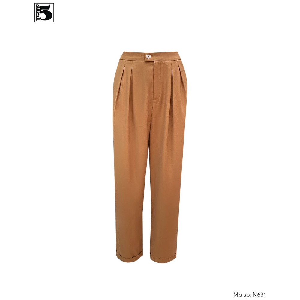 Quần baggy nữ công sở cạp cao bo gấu gập Twentyfive N631