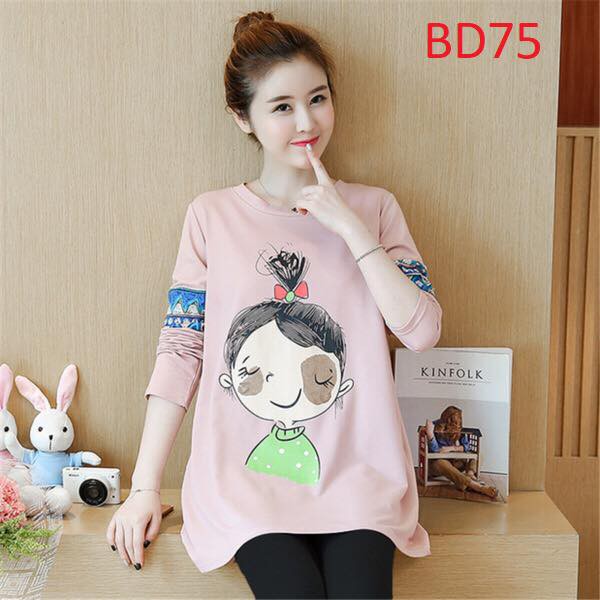 Bộ bầu và sau sinh hình cô gái dễ thương chất liệu cao cấp mã BD75