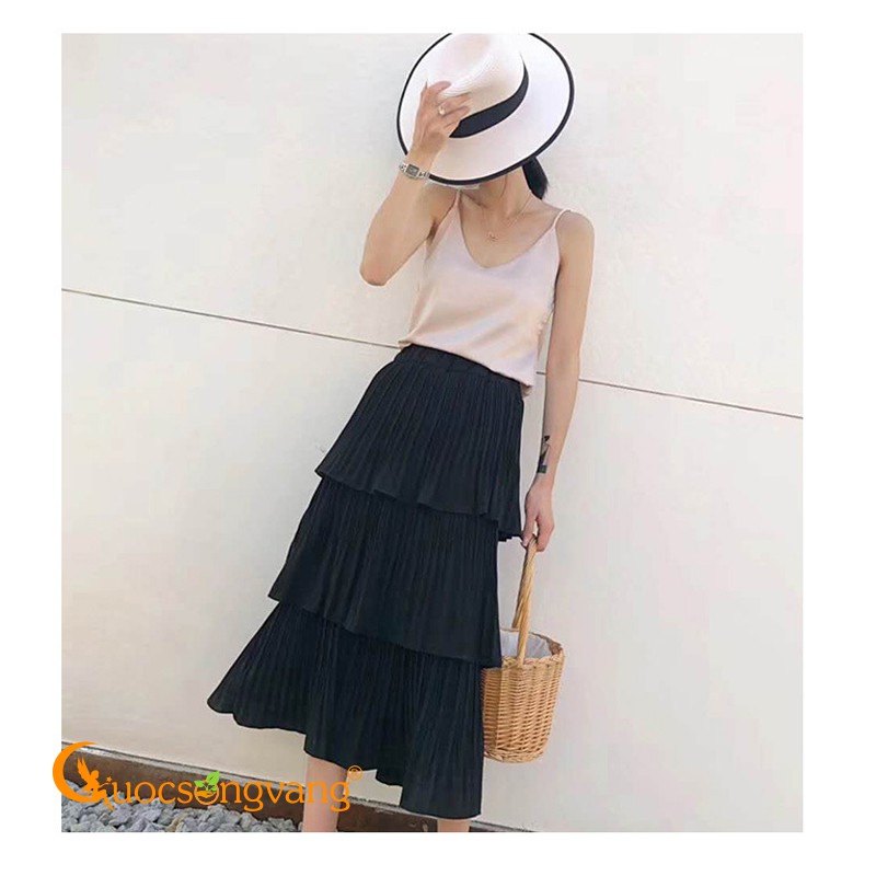 Chân váy xếp tầng chân váy maxi hai lớp GLV083 Cuocsongvang
