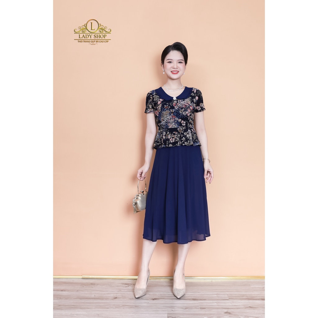 Đầm peplum cổ sen bèo sang trọng Ladyshop thời trang trung niên cao cấp TK961