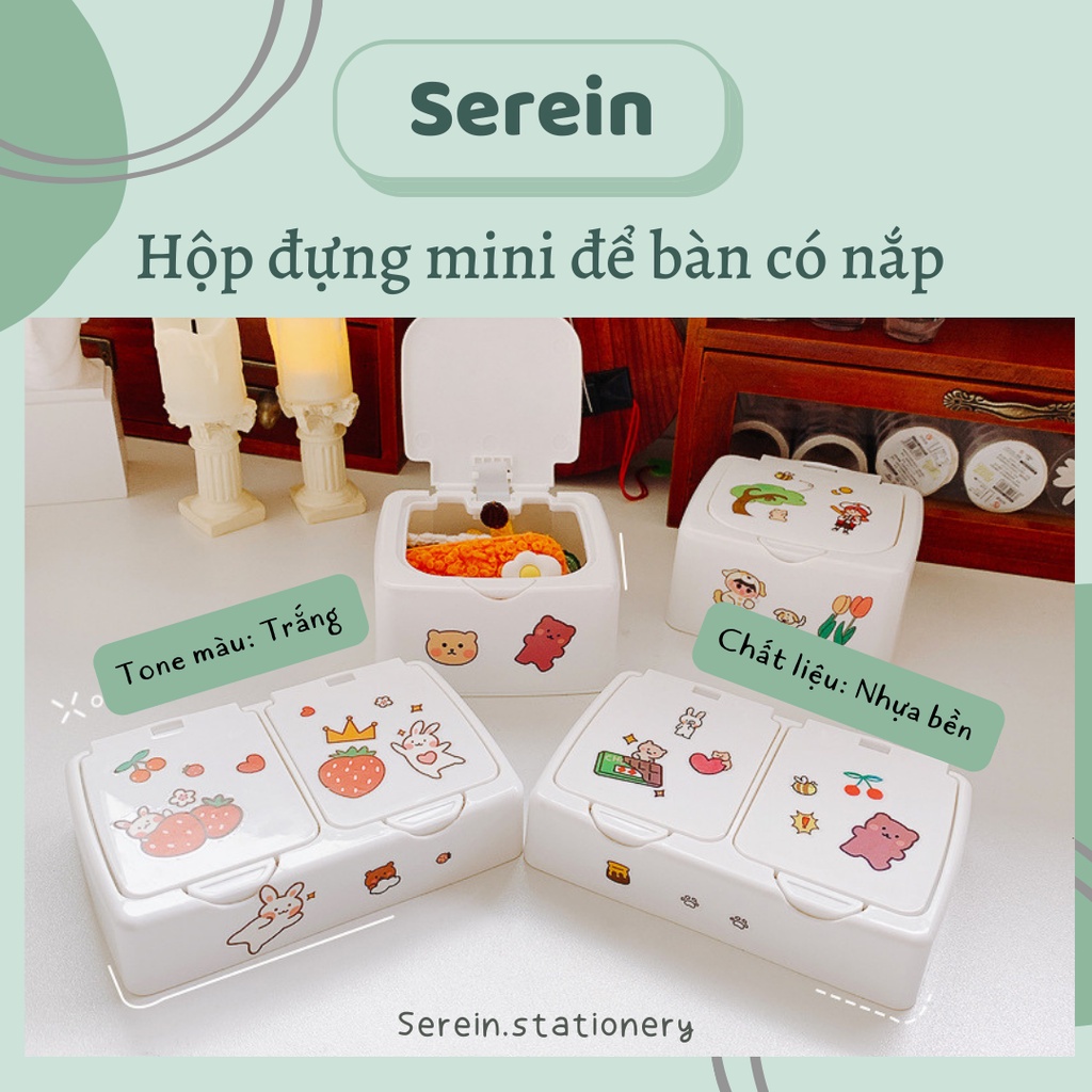 Hộp đựng sticker mini SEREIN, hộp nhựa đựng washi tape cute  trắng tiện dụng đa năng văn phòng phẩm phong cách Hàn Quốc