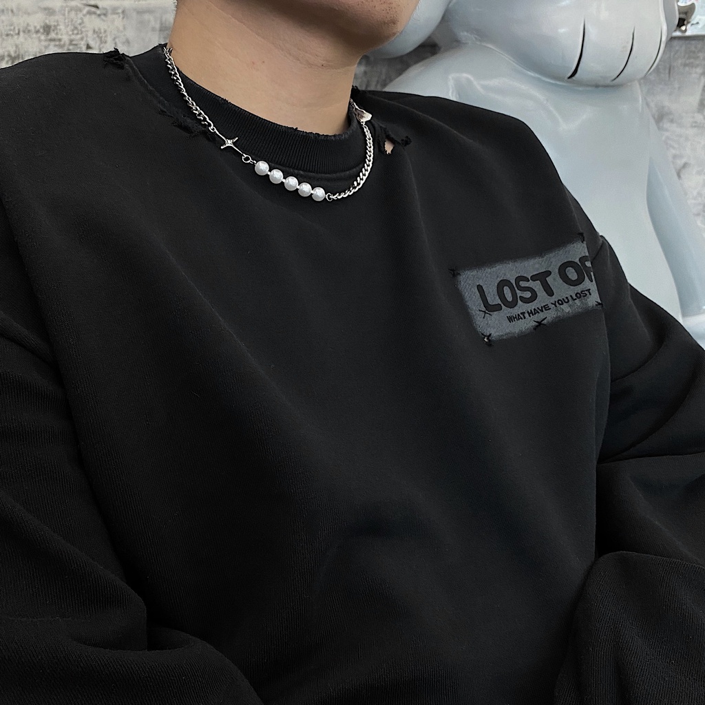 Vòng cổ đính hạt ngọc trai phong cách hip hop thời trang Hàn Quốc