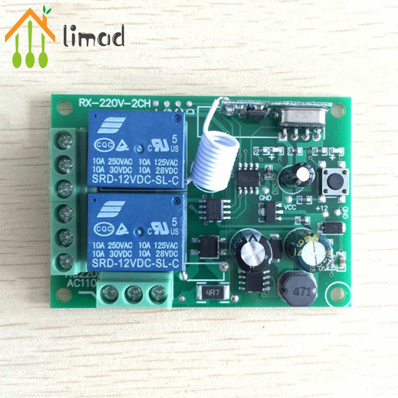 【COD】# limad Universal 433 Mhz Wireless Remote Control Switch Relay 220V 2CH Receiver Module +RF 433Mhz Remote Controls