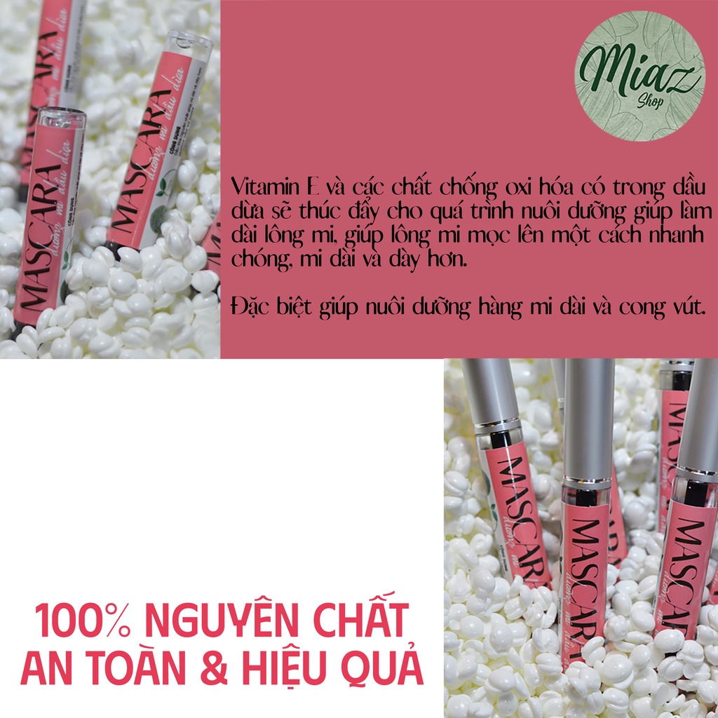 Mascara dưỡng mi giữ ẩm, dài mi từ dầu dừa nguyên chất 5ml ép lạnh 100% thiên nhiên