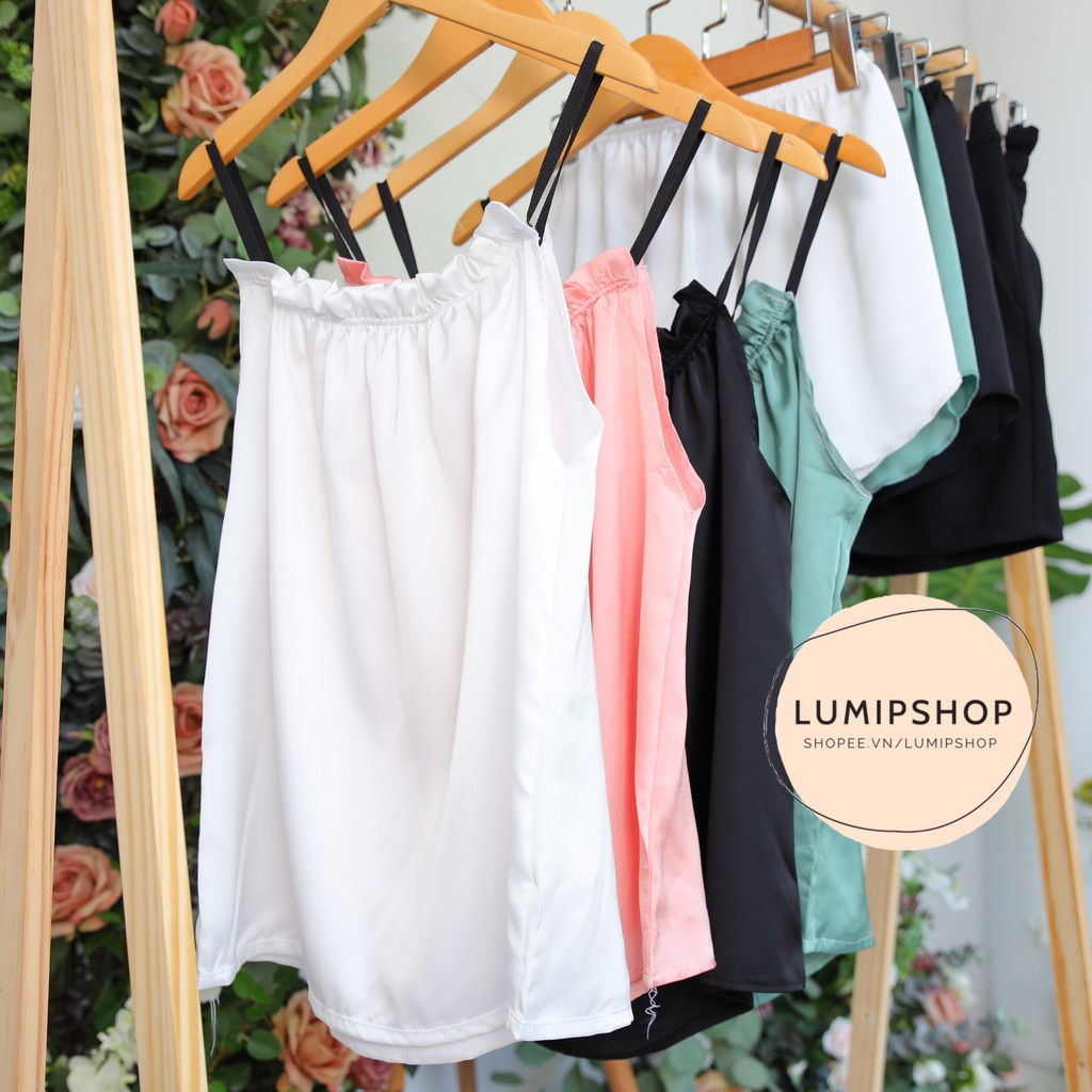 Áo 2 dây nữ mặc nhà chất vải lụa satin sexy thoáng mát thấm hút mồ hôi AL120 | BigBuy360 - bigbuy360.vn