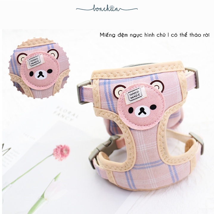 Dây dắt cho chó mèo kèm balo gấu