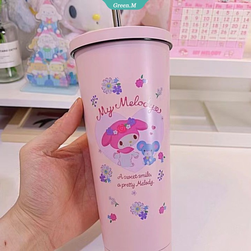 Bình Nước Giữ Nhiệt 750ML Hình Sanrio Hello Kitty Kuromi My Melody Cinnamonroll Dễ Thương