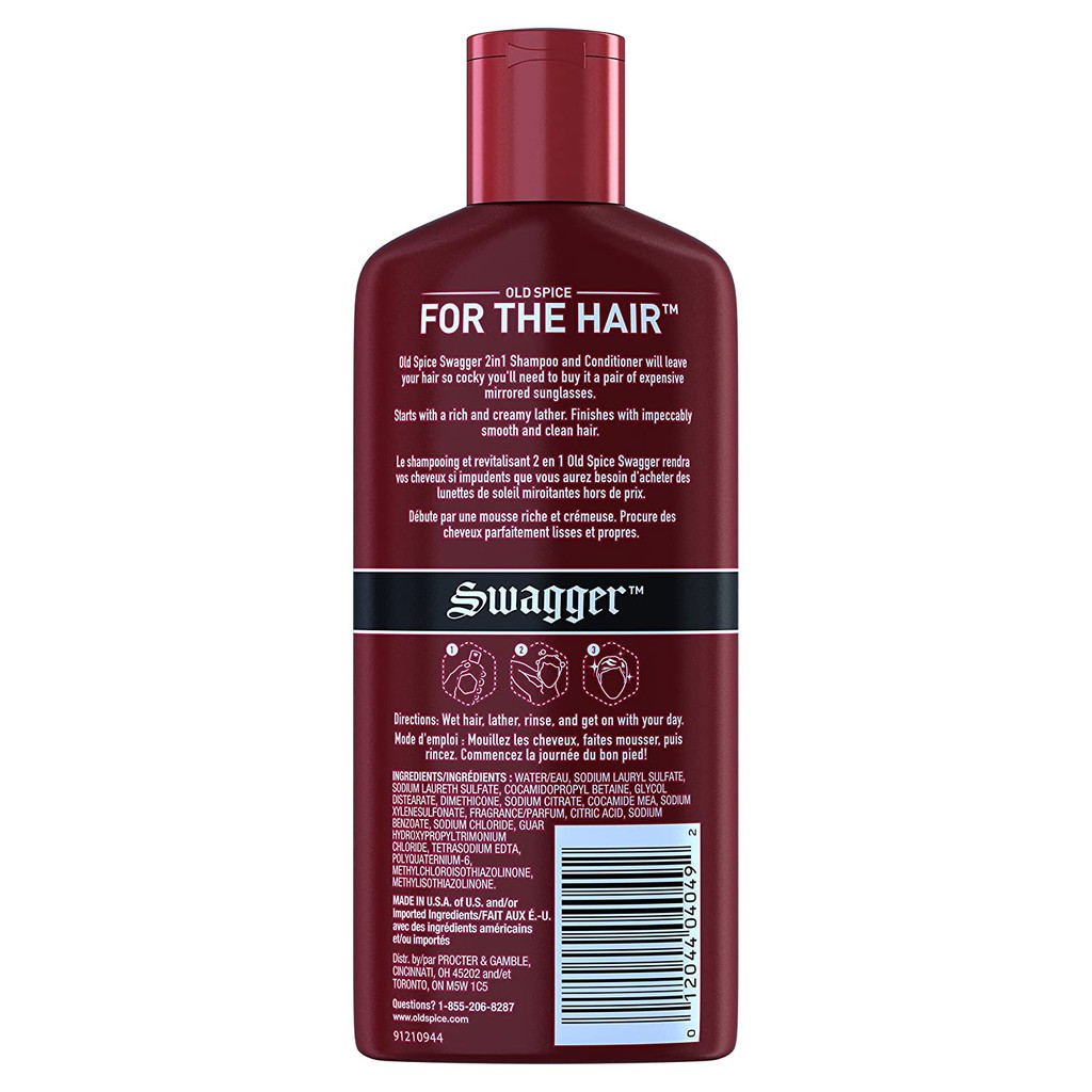 [HÀNG MỸ] Dầu gội + xả Old Spice Pure Sport / Swagger 2in1 Men's Shampoo and Conditioner 355ML