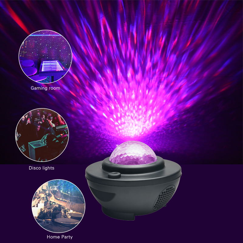 Adiodo Máy chiếu đầy sao đầy màu sắc Ánh sáng bầu trời Galaxy Bluetooth USB Điều khiển bằng giọng nói Máy nghe nhạc LED Trang trí ánh sáng ban đêm Đèn chiếu lãng mạn