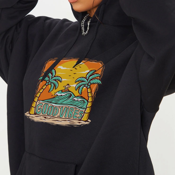 Áo khoác hoodie nỉ bông có mũ Good Vibes ngầu đẹp giá rẻ F12 Collection HD012