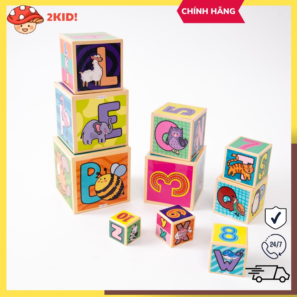 Đồ chơi hộp xếp chồng bụng bự - Chính hãng Lalala baby - Đồ chơi giáo dục giúp bé học số và chữ, tăng sự khéo léo