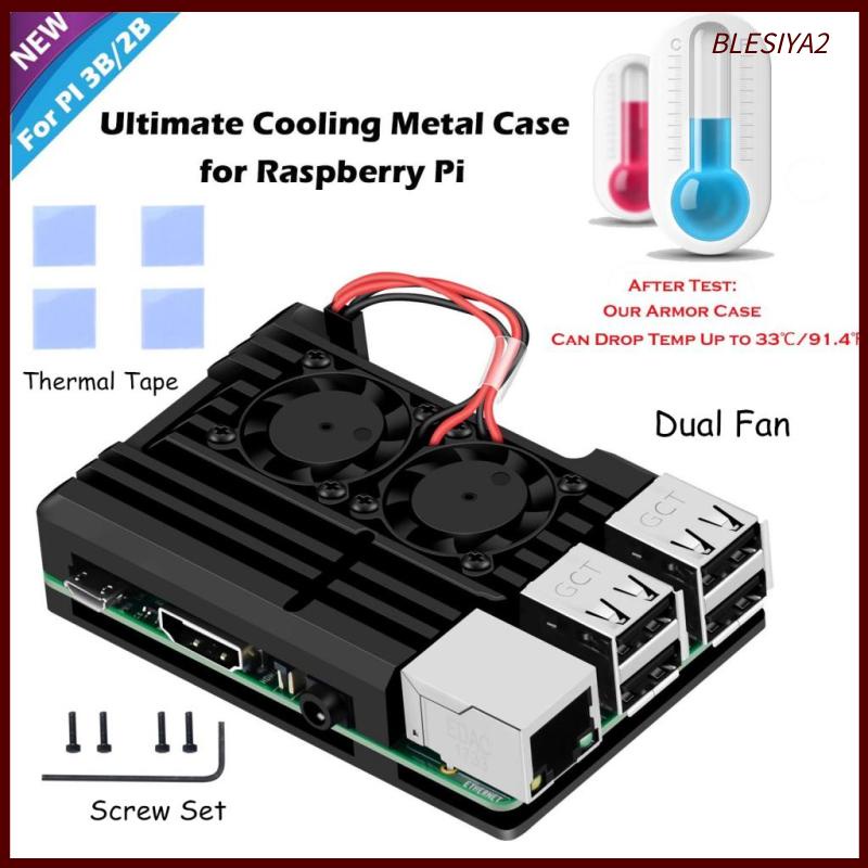 Hộp Nhôm Đựng Bảo Vệ Raspberry Pi 3 / Pi 2 Model B Kèm Quạt Tản Nhiệt