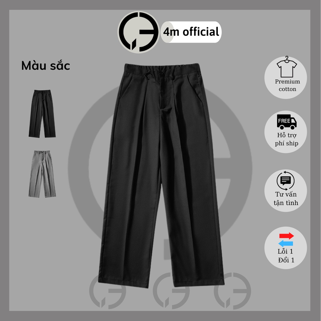 Quần baggy nam ống suông vải Hàn cao cấp 4M OFFICIAL, Quần vải baggy nam unisex phong cách hàn quốc