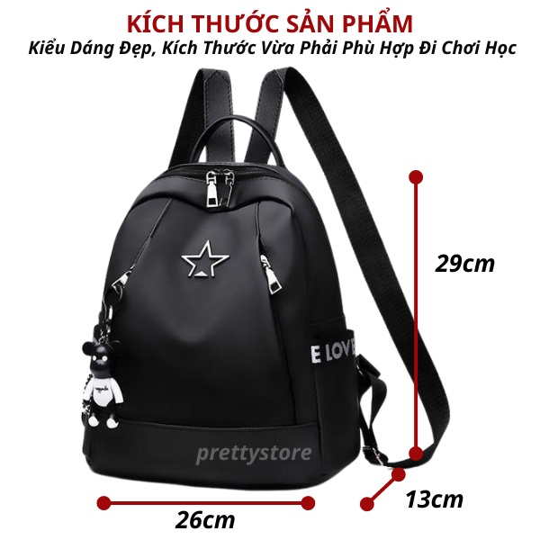 Balo Đi Học Du Lịch Nữ Chống Thấm Nước Phong Cách Hàn Quốc - Tặng Kèm Móc Khóa Gấu