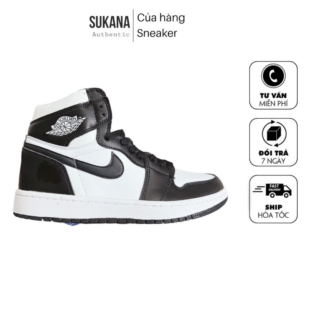 Giày Jordan Cổ Cao Đen Trắng, Giày Jordan Panda Cao Cổ Hàng Cao Cấp Hàng Cao Cấp Full Box + Bill