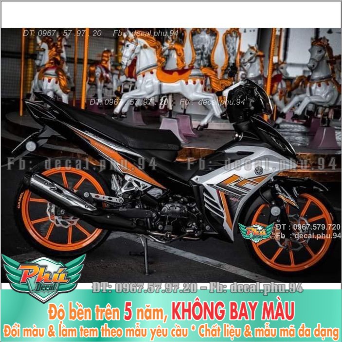 Tem rời Exciter 135 Lc cam đen bạc (B) -1