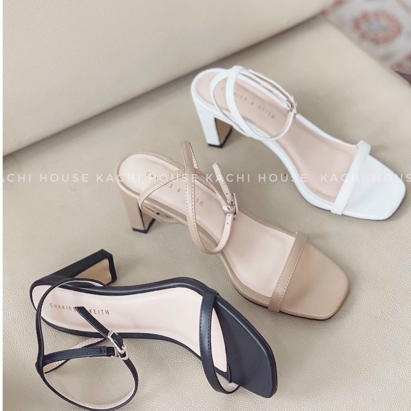 SANDAL DA MỊN QUAI MẢNH GÓT TRỤ MỎNG THẤP - 5P