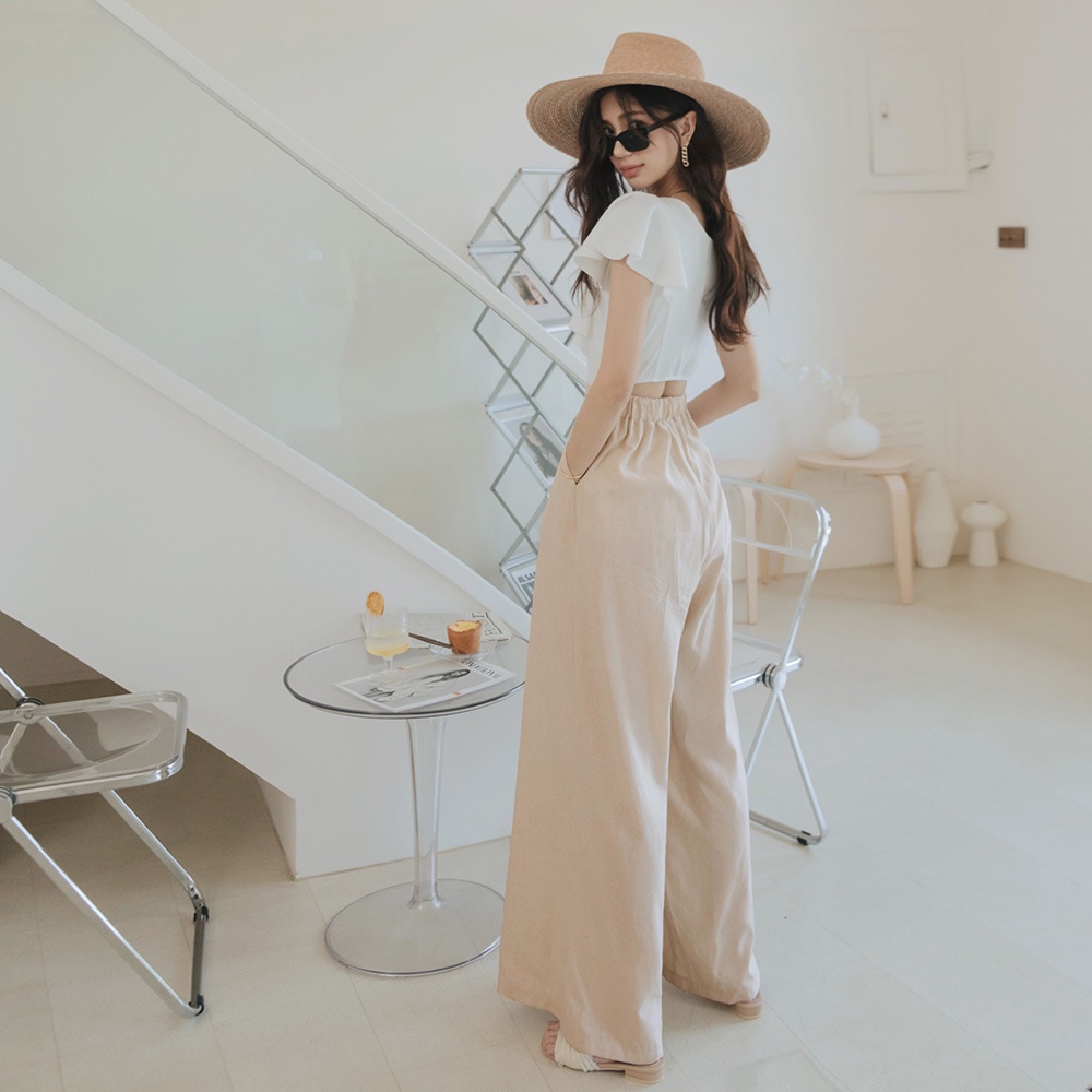 Jumpsuit ống rộng tay viền bèo nữ Air Space 2121828003