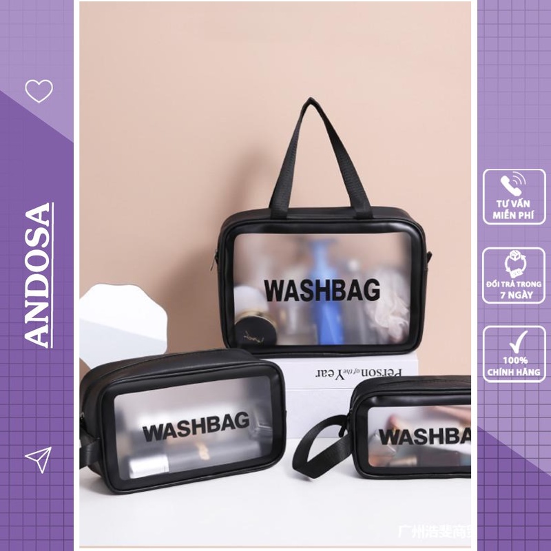 Túi đựng mỹ phẩm WASHBAG 3 size 3 màu đựng đồ trang điểm đồ cá nhân chống thấm nước ANDOSA TCN01