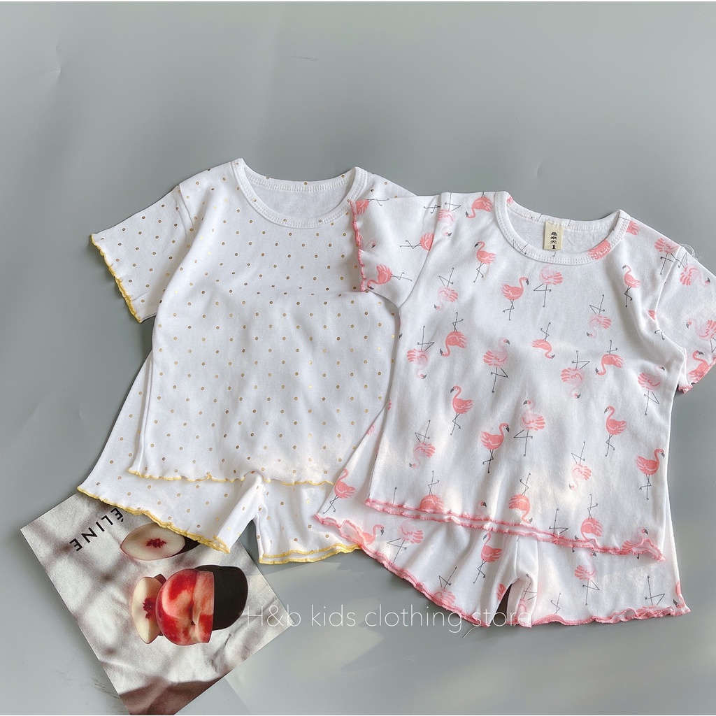 Bộ cotton hàn nền trắng bé gái