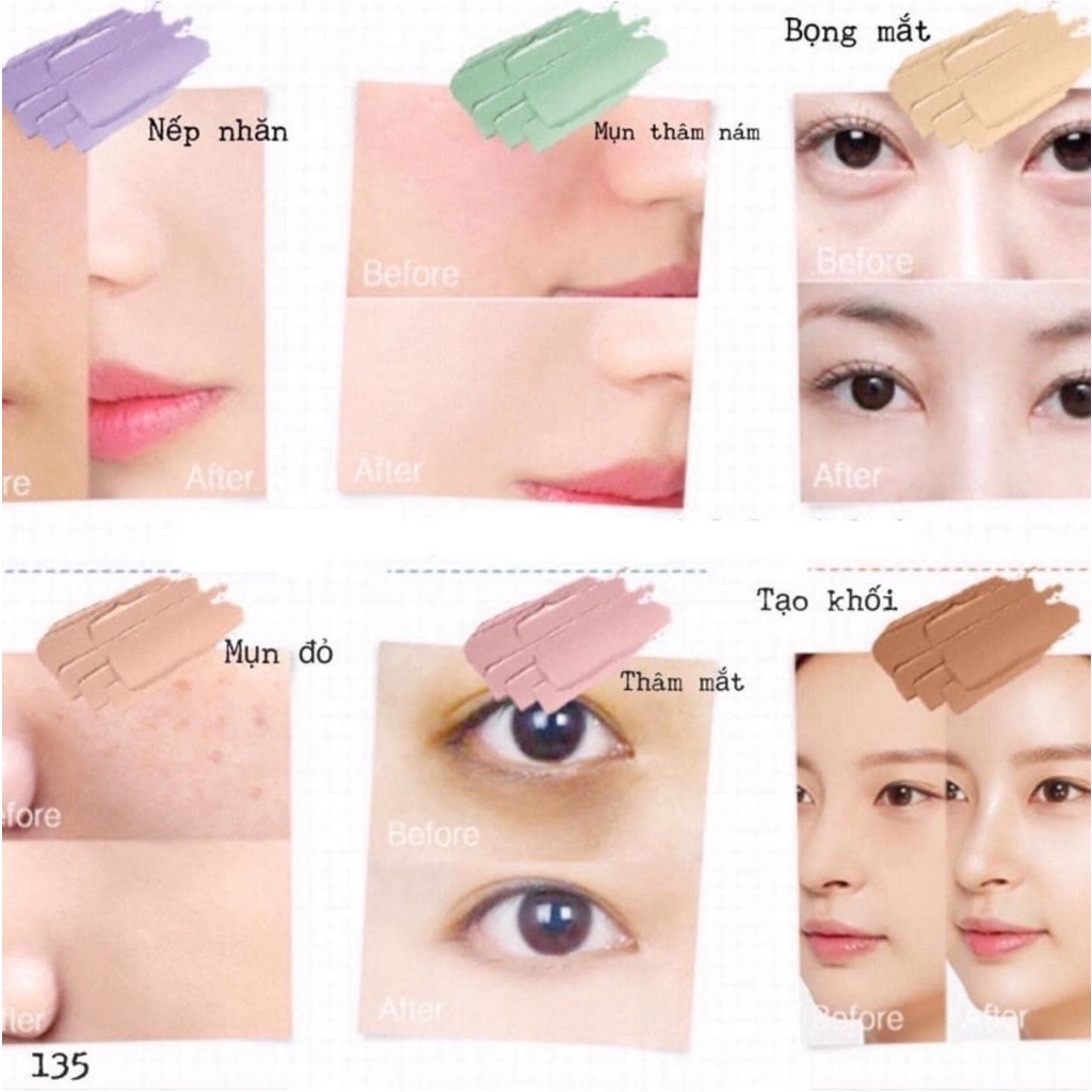Che khuyết điểm triệt sắc MC Makeup Color Thái Lan 6 ô Dupe Kryolan che mọi khuyết điểm HALOMI