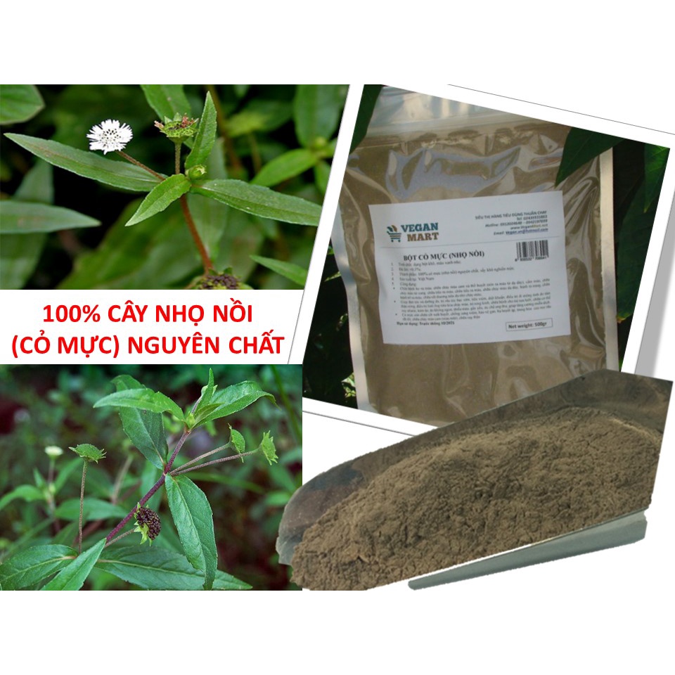 Bột lá cây nhọ nồi  đun sôi uống ngay, không cần giã  Cầm máu tức thì, hết bạc tóc, suy thận