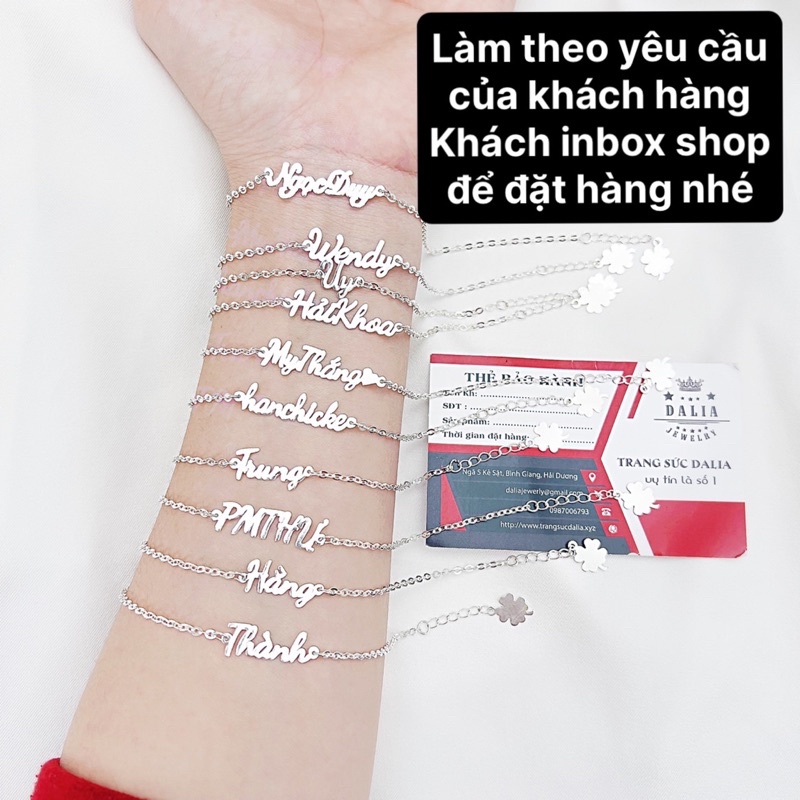 Lắc tay- lắc chân bạc ta khắc chữ theo yêu cầu nhà DaLiA Jewelry