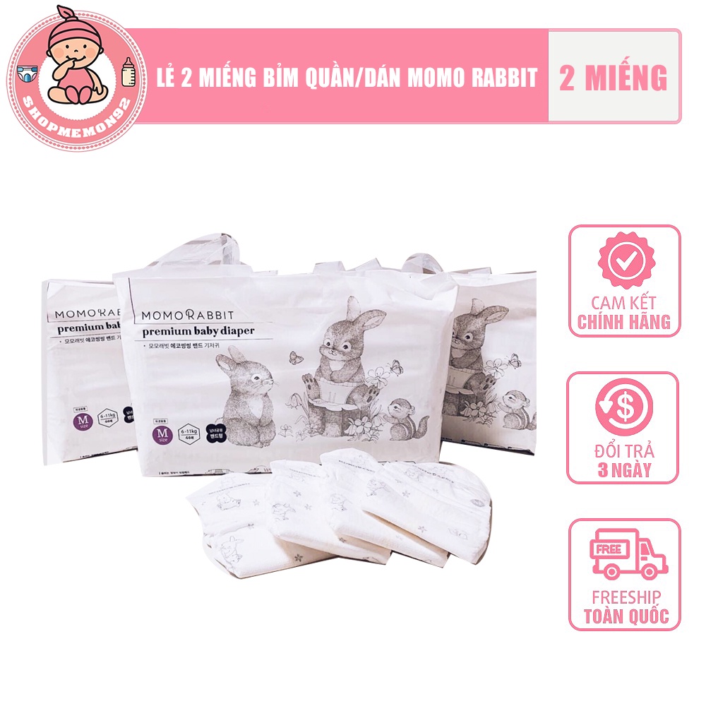 [COMBO 2 MIẾNG DÙNG THỬ] Bỉm Quần/Dán Momo Rabbit Nội Địa Hàn Đủ Size S50/M44/L40/XL36 và L28/XL22/XXL18