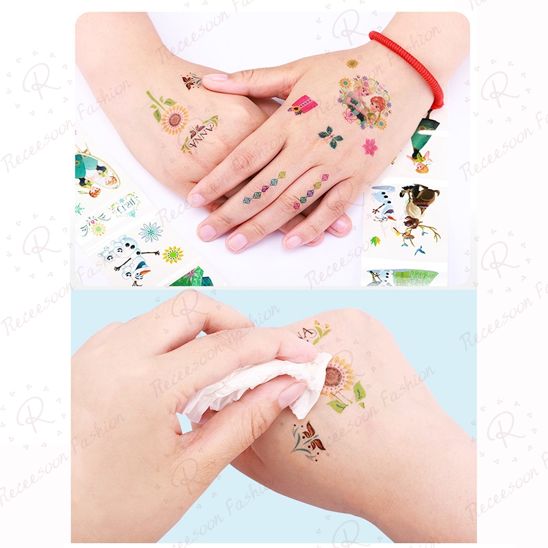 Disney Princess Tattoo Stickers Set Kids Girls Safe Non-toxic Temporary Tattoo Sticker Gift