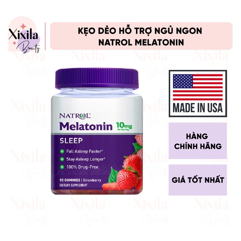 [Mã 66FMCGSALE hoàn 8% xu đơn 500K] Kẹo dẻo hỗ trợ giấc ngủ Natrol Melatonin Sleep Gummies 10mg 90 viên