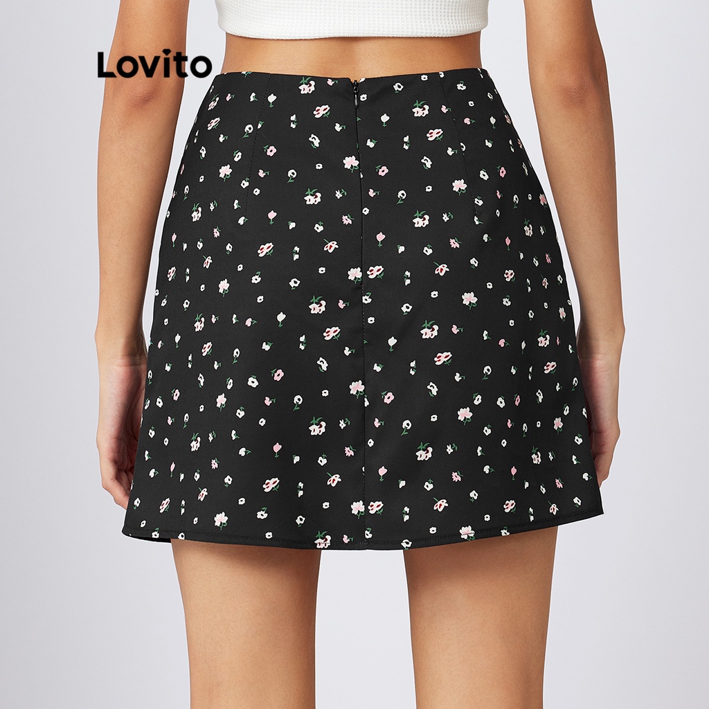Lovito Váy ngắn hoa lá đơn giản L21AS076