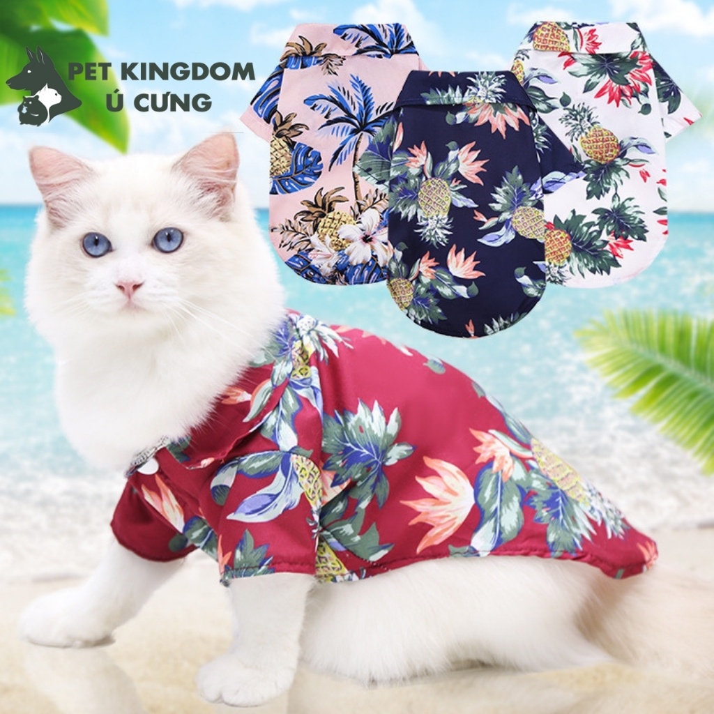 Áo Sơ Mi Cho Chó Mèo Phong Cách Hawaii, Áo Thú Cưng Đi Biển
